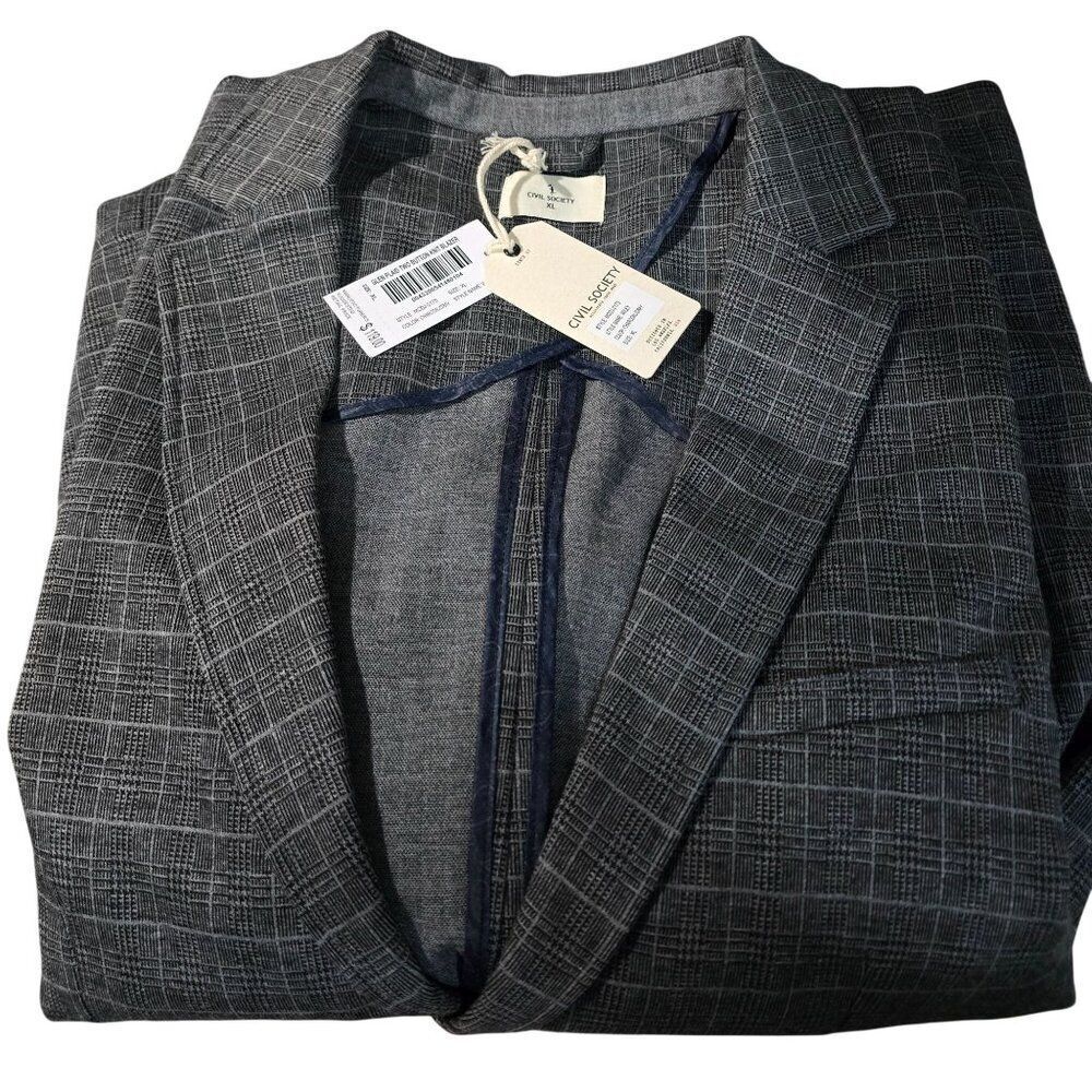 Civil Society Glen Plaid Blazer Jacket Gray Checkered date night party business